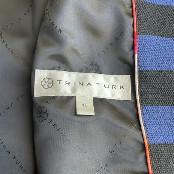 Trina Turk Womens Striped Topper Pea Coat Sz 10 Retro Mod Preppy Nautical Bold - Picture 5 of 13